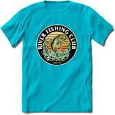 Fishing Club - Vissen T-Shirt | Beige | Grappig Verjaardag Vis Hobby Cadeau Shirt | Dames - Heren - Unisex | Tshirt Hengelsport Kleding Kado - Blauw - M