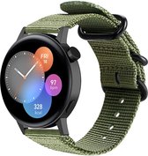 Strap-it Nylon gesp smartwatch bandje - geschikt voor Huawei Watch GT 2 42mm / GT 3 42mm / GT 3 Pro 43mm - groen