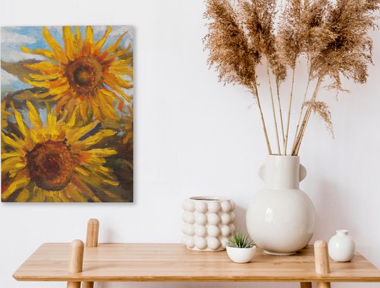Tableau Toile Tournesols - Peinture - Couleurs - 30x40 cm - Décoration murale