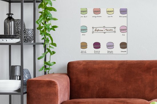 Tableau toile Macaron - Couleurs - Illustration - 50x50 cm - Décoration murale