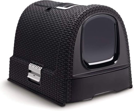 Curver kattenbak met kap - scoop + filter - donkergrijs - modern - geurfilter