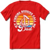 Fishing Dad - Vissen T-Shirt | Grappig Verjaardag Vis Hobby Cadeau Shirt | Dames - Heren - Unisex | Tshirt Hengelsport Kleding Kado - Rood - L