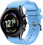 Siliconen Smartwatch bandje - Geschikt voor  Fossil Gen 6 - 44mm siliconen bandje - zand blauw - Strap-it Horlogeband / Polsband / Armband