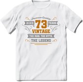 73 Jaar Legend T-Shirt | Goud - Zilver | Grappig Verjaardag Cadeau | Dames - Heren | - Wit - S