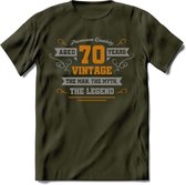 70 Jaar Legend T-Shirt | Goud - Zilver | Grappig Verjaardag Cadeau | Dames - Heren | - Leger Groen - XL
