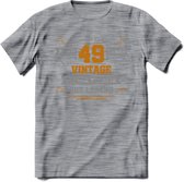 49 Jaar Legend T-Shirt | Goud - Zilver | Grappig Verjaardag Cadeau | Dames - Heren | - Donker Grijs - Gemaleerd - XL