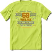 69 Jaar Legend T-Shirt | Goud - Zilver | Grappig Verjaardag Cadeau | Dames - Heren | - Groen - L