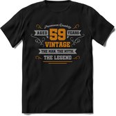 59Jaar Legend T-Shirt | Goud - Zilver | Grappig Verjaardag Cadeau | Dames - Heren | - Zwart - M