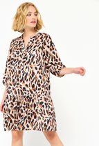 LOLALIZA Babydoll jurk met luipaard print - Camel - Maat 38