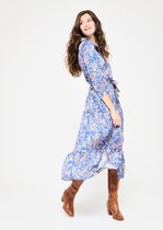 LOLALIZA Lange hemd jurk met driekwartsmouw - Blauw - Maat 38