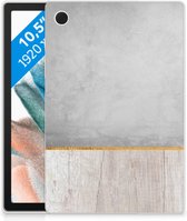Hoesje Geschikt voor Samsung Galaxy Tab A8 2021 Cover Wood Beton met doorzichte zijkanten
