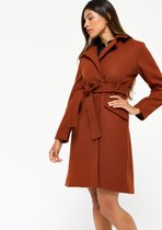 LOLALIZA Lange mantel met ceintuur - Rood - Maat 38