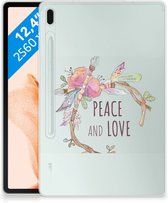 Leuk Case Geschikt voor Samsung Galaxy Tab S7FE Cover Boho Text met doorzichte zijkanten