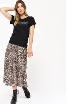 LOLALIZA T-shirt met glittertekst - Zwart - Maat M
