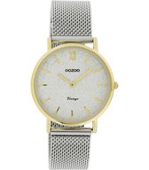 OOZOO Vintage series - Gouden horloge met zilveren metalen mesh armband - C20122 - Ø32
