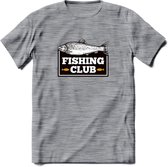 Fishing Club - Vissen T-Shirt | Grappig Verjaardag Vis Hobby Cadeau Shirt | Dames - Heren - Unisex | Tshirt Hengelsport Kleding Kado - Donker Grijs - Gemaleerd - M