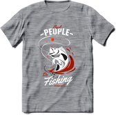Cool People Do Fishing - Vissen T-Shirt | Rood | Grappig Verjaardag Vis Hobby Cadeau Shirt | Dames - Heren - Unisex | Tshirt Hengelsport Kleding Kado - Donker Grijs - Gemaleerd - S