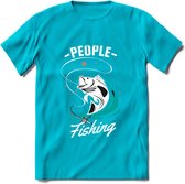 Cool People Do Fishing - Vissen T-Shirt | Aqua | Grappig Verjaardag Vis Hobby Cadeau Shirt | Dames - Heren - Unisex | Tshirt Hengelsport Kleding Kado - Blauw - 3XL