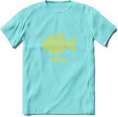 I Love Fishing - Vissen T-Shirt | Geel | Grappig Verjaardag Vis Hobby Cadeau Shirt | Dames - Heren - Unisex | Tshirt Hengelsport Kleding Kado - Licht Blauw - XL