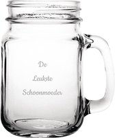 Gegraveerde Drinkglas 45cl met schroefdeksel De Leukste Schoonmoeder
