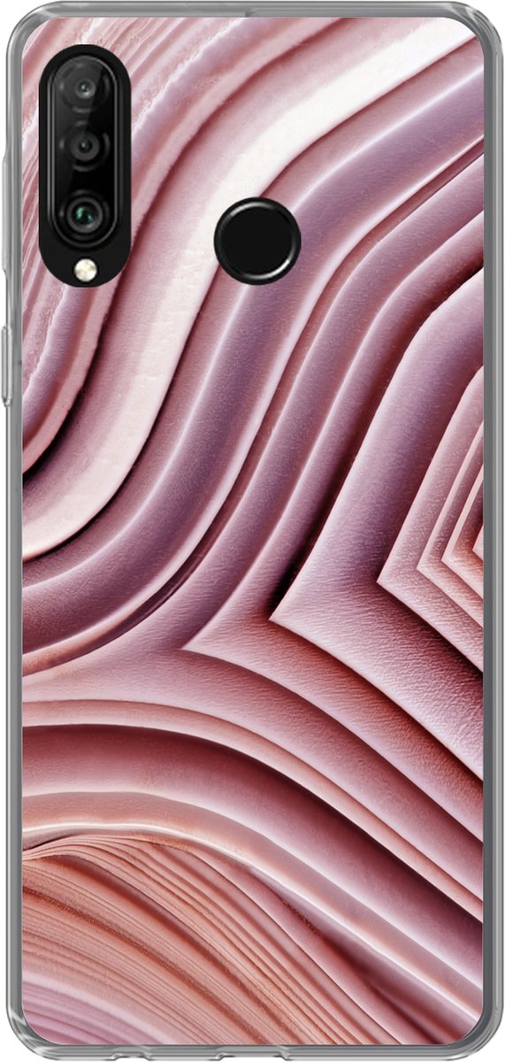 Telefoonhoesje Geschikt voor Huawei P30 Lite hoesje - Natuurstenen - Roze - Close up - Siliconen Telefoonhoesje Telefoonhoesje