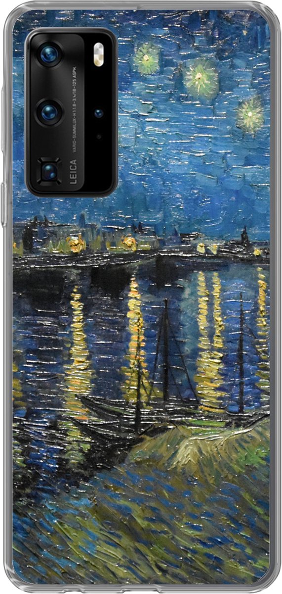 Telefoonhoesje Geschikt voor Huawei P40 Pro hoesje - Sterrennacht boven de Rhône - Van Gogh - Kunst - Siliconen Telefoonhoesje Telefoonhoesje