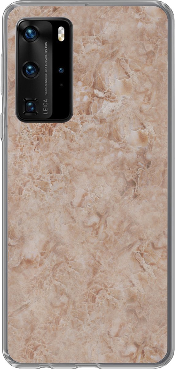 Telefoonhoesje Geschikt voor Huawei P40 Pro hoesje - Marmer print - Bruin - Patronen - Siliconen Telefoonhoesje Telefoonhoesje