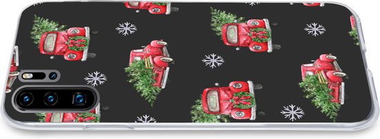 Telefoonhoesje Geschikt voor Huawei P30 Pro hoesje - Kerst - Kerstboom - Auto - Design - Siliconen Telefoonhoesje Telefoonhoesje