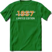 1957 Limited Edition T-Shirt | Goud - Zilver | Grappig Verjaardag en Feest Cadeau Shirt | Dames - Heren - Unisex | Tshirt Kleding Kado | - Donker Groen - L