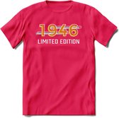1946 Limited Edition T-Shirt | Goud - Zilver | Grappig Verjaardag en Feest Cadeau Shirt | Dames - Heren - Unisex | Tshirt Kleding Kado | - Roze - M