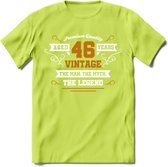 46 Jaar Legend T-Shirt | Goud - Wit | Grappig Verjaardag en Feest Cadeau Shirt | Dames - Heren - Unisex | Tshirt Kleding Kado | - Groen - M