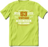 53 Jaar Legend T-Shirt | Goud - Wit | Grappig Verjaardag en Feest Cadeau Shirt | Dames - Heren - Unisex | Tshirt Kleding Kado | - Groen - L
