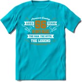56 Jaar Legend T-Shirt | Goud - Wit | Grappig Verjaardag en Feest Cadeau Shirt | Dames - Heren - Unisex | Tshirt Kleding Kado | - Blauw - XXL