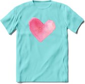 Valentijn Pastel waterverf Hart T-Shirt | Grappig Valentijnsdag Cadeautje voor Hem en Haar | Dames - Heren - Unisex | Kleding Cadeau | - Licht Blauw - L
