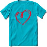 Valentijn Hart T-Shirt | Grappig Valentijnsdag Cadeautje voor Hem en Haar | Dames - Heren - Unisex | Kleding Cadeau | - Blauw - L
