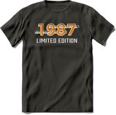 1987 Limited Edition T-Shirt | Goud - Zilver | Grappig Verjaardag en Feest Cadeau Shirt | Dames - Heren - Unisex | Tshirt Kleding Kado | - Donker Grijs - L