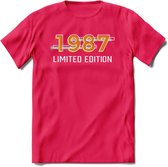 1987 Limited Edition T-Shirt | Goud - Zilver | Grappig Verjaardag en Feest Cadeau Shirt | Dames - Heren - Unisex | Tshirt Kleding Kado | - Roze - L