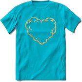 Valentijn Goud Hart T-Shirt | Grappig Valentijnsdag Cadeautje voor Hem en Haar | Dames - Heren - Unisex | Kleding Cadeau | - Blauw - L