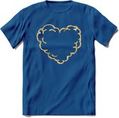 Valentijn Goud Hart T-Shirt | Grappig Valentijnsdag Cadeautje voor Hem en Haar | Dames - Heren - Unisex | Kleding Cadeau | - Donker Blauw - S