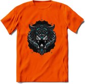 Tijger - Dieren Mandala T-Shirt | Lichtblauw | Grappig Verjaardag Zentangle Dierenkop Cadeau Shirt | Dames - Heren - Unisex | Wildlife Tshirt Kleding Kado | - Oranje - XXL