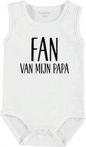 Baby Rompertje met tekst 'Fan van mijn papa ' | mouwloos l | wit zwart | maat 62/68 | cadeau | Kraamcadeau | Kraamkado