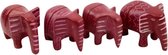 Kaartenhouder kisii steen olifant rood Set 4 - 6,5x4,5x4,5 cm - 4 stuks - India - Sarana - Fairtrade