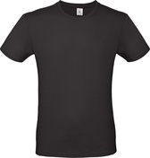 Zwart basic t-shirt met ronde hals voor heren - katoen - 145 grams - zwarte shirts / kleding M (50)