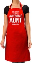 Awesome aunt cadeau bbq/keuken schort rood voor dames -  kado barbecue schort voor tante / verjaardag