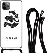 Hoesje met koord Geschikt voor iPhone 11 Pro - Zeeland - Nederland - Wegenkaart - Siliconen - Crossbody - Backcover met Koord - Telefoonhoesje met koord - Hoesje met touw