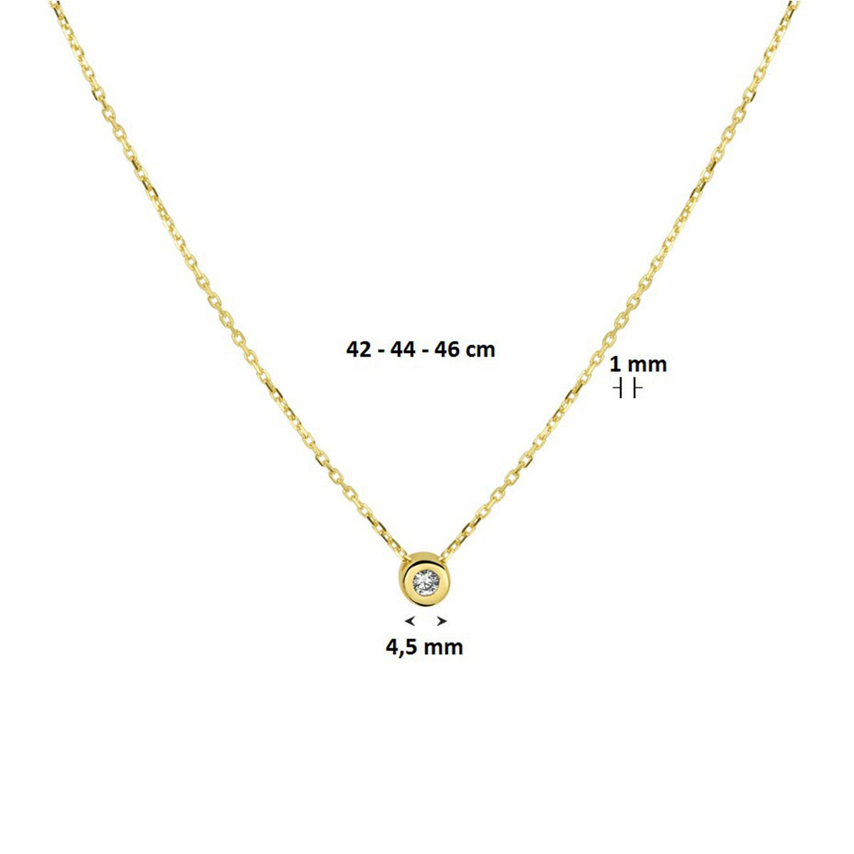Collier Zirkonia 42 - 44 - 46 Cm