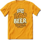Eat Sleep Beer Repeat T-Shirt | Bier Kleding | Feest | Drank | Grappig Verjaardag Cadeau | - Geel - M