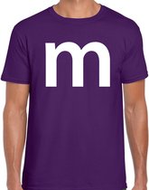 Letter M verkleed/ carnaval t-shirt paars voor heren - M en M carnavalskleding / feest shirt kleding / kostuum XL