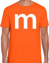 Letter M verkleed/ carnaval t-shirt oranje voor heren - M en M carnavalskleding / feest shirt kleding / kostuum XL