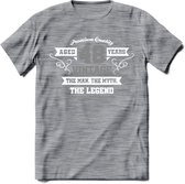 48 Jaar Legend T-Shirt | Zilver - Wit | Grappig Verjaardag en Feest Cadeau | Dames - Heren - Unisex | Kleding Kado | - Donker Grijs - Gemaleerd - 3XL